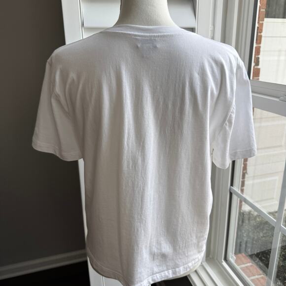 J. CREW Embroidered Party Tee Womens Small White Embellished Cheers Holiday Boxy - Picture 4 of 14